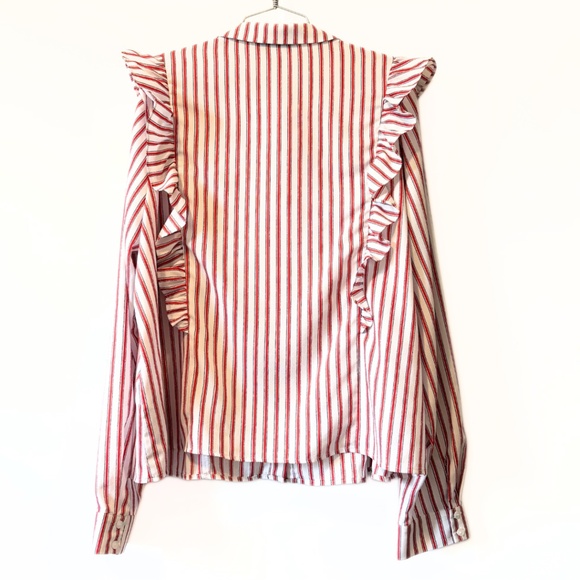 Forever 21 Striped Ruffle Button-Front Blouse Size 3X - Picture 5 of 8